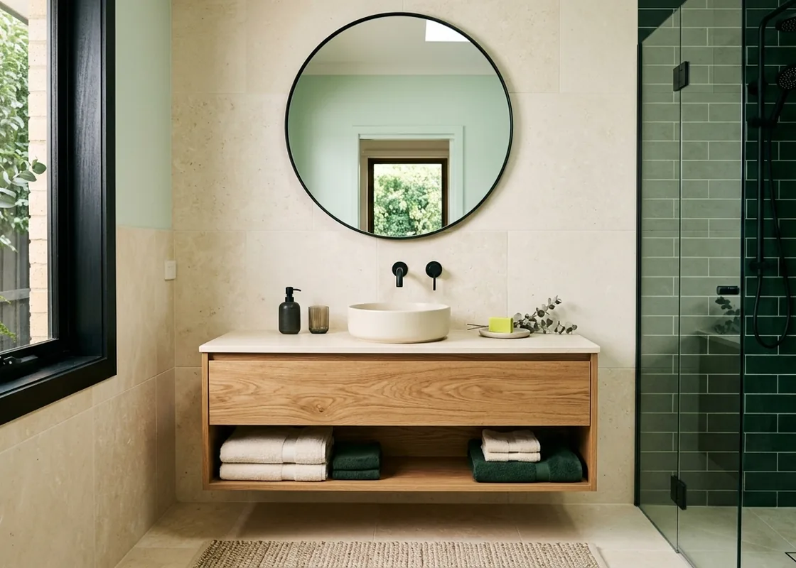 A completed bathroom renovation