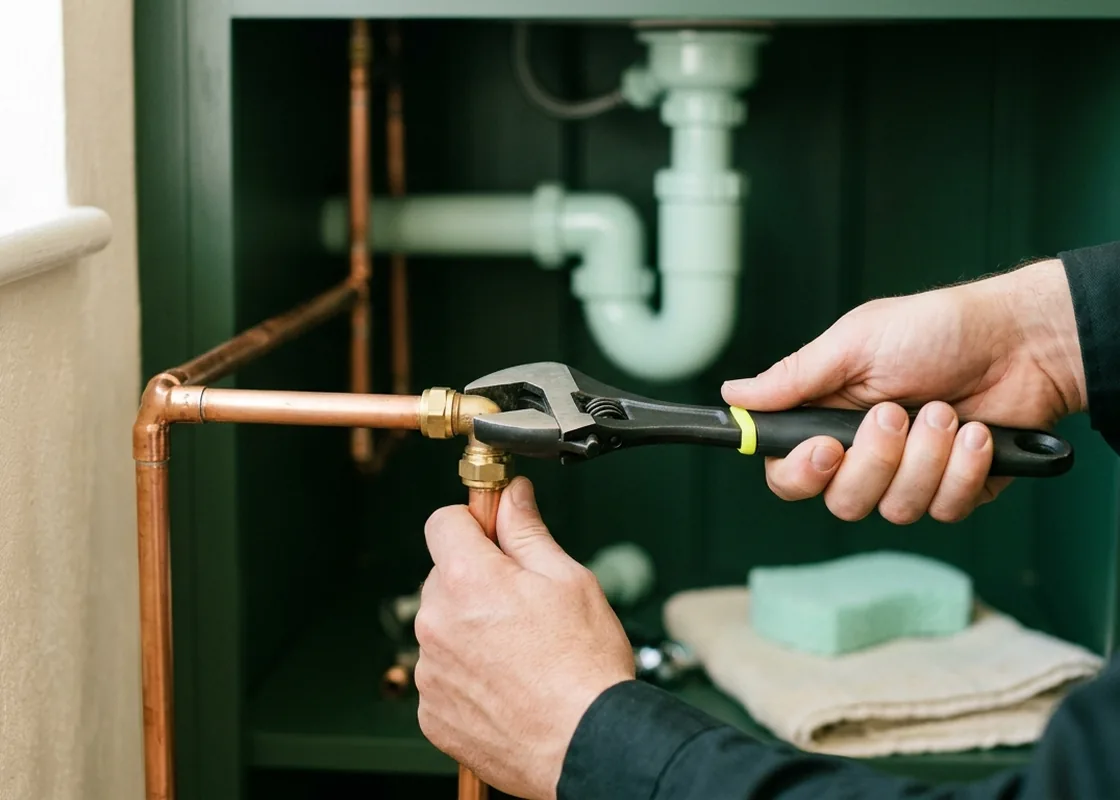 Plumbing repair work in a modern home