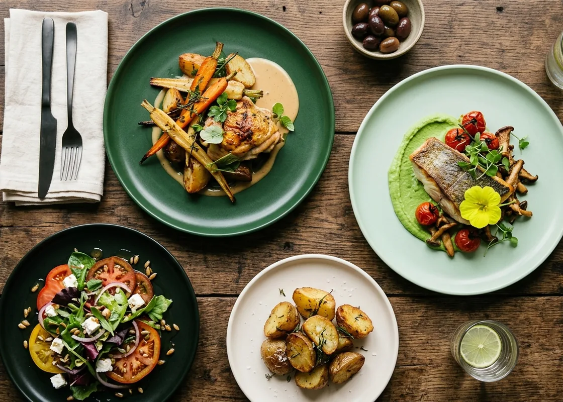 Plated dishes at a restaurant
