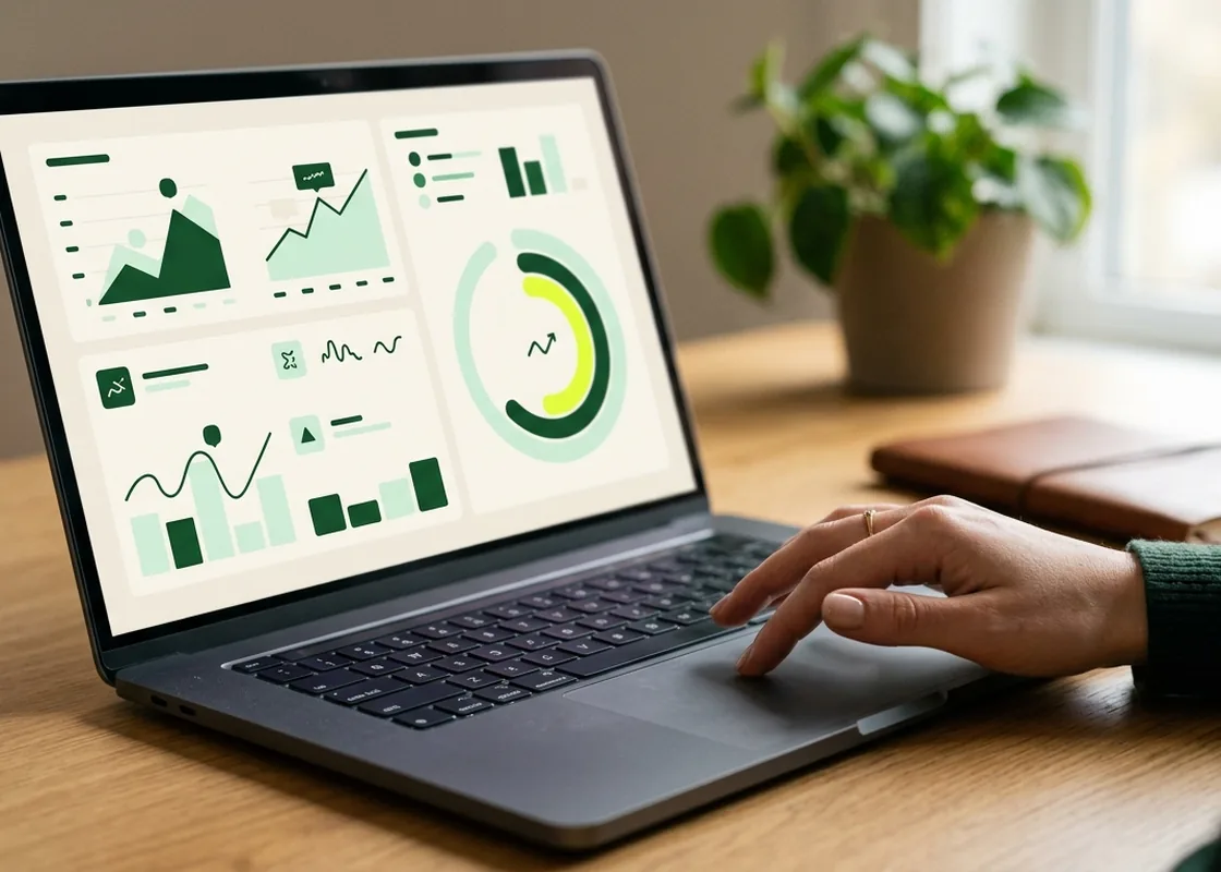 Reviewing product analytics on a laptop